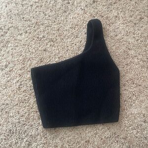 Aritzia Babaton Sculpt Knit one-shoulder top black